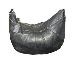 Coach 2010 Soho Black Leather Large Pleated Hobo Buckle Strap Shoulder Bag